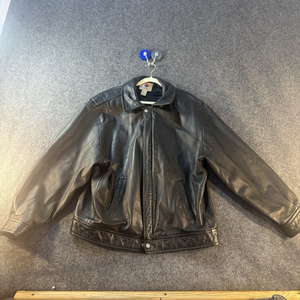 Vintage 90s Pepsi Leather Jacket Mens XL Black Nothing Else Is A Pepsi